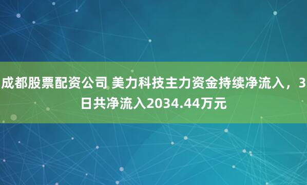 成都股票配资公司 美力科技主力资金持续净流入，3日共净流入2034.44万元