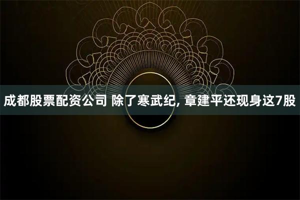 成都股票配资公司 除了寒武纪, 章建平还现身这7股